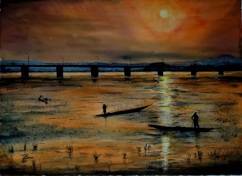 Sunset over Niger in Mali