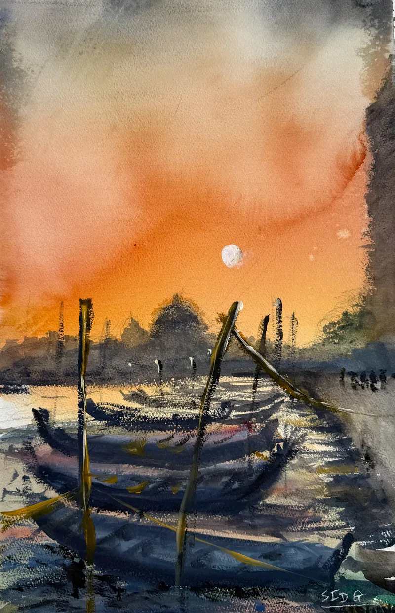 USA_Sid Ganguly_Evening Light in Venice_38x56 cms_2026_Watercolor