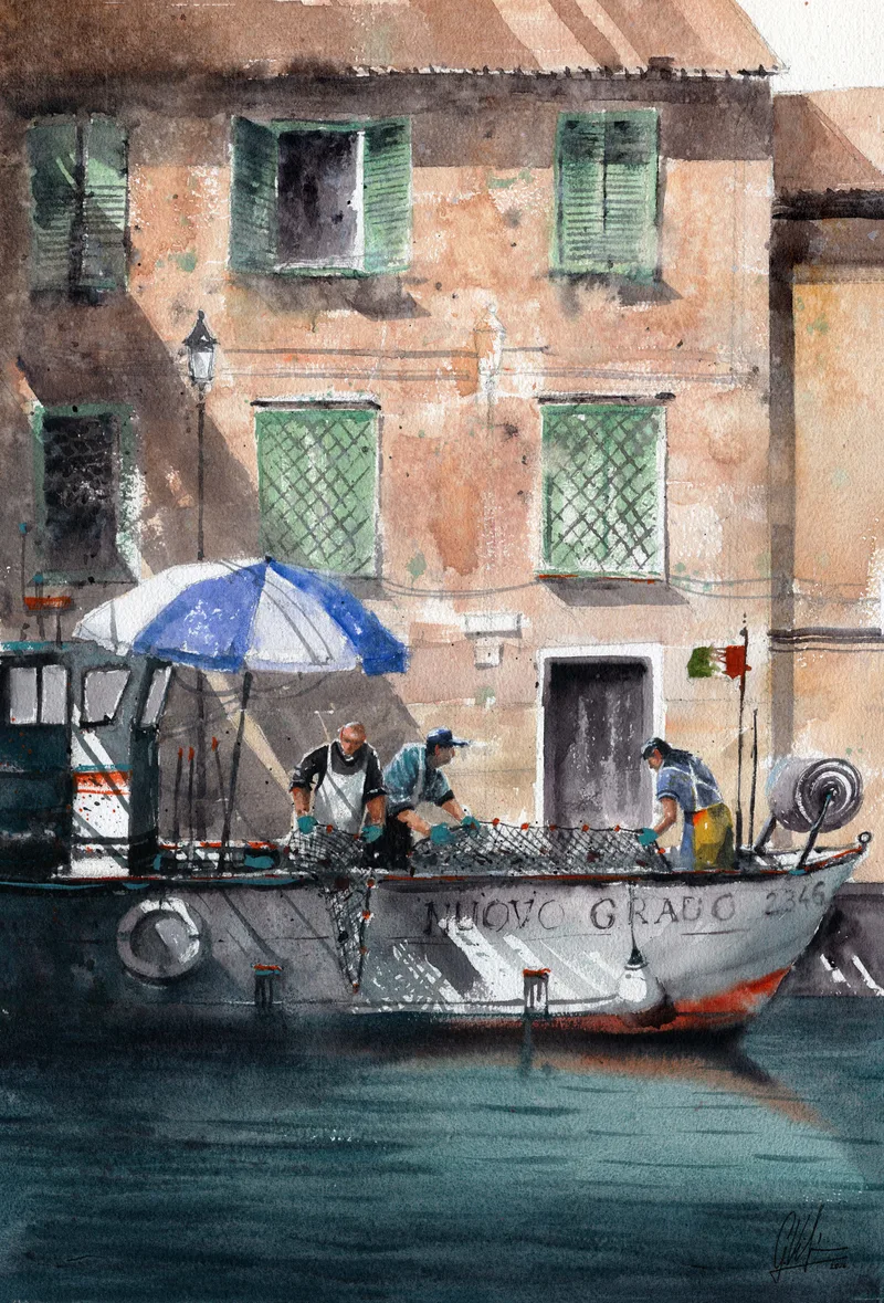 Fishermen Returning to the Harbor, Grado