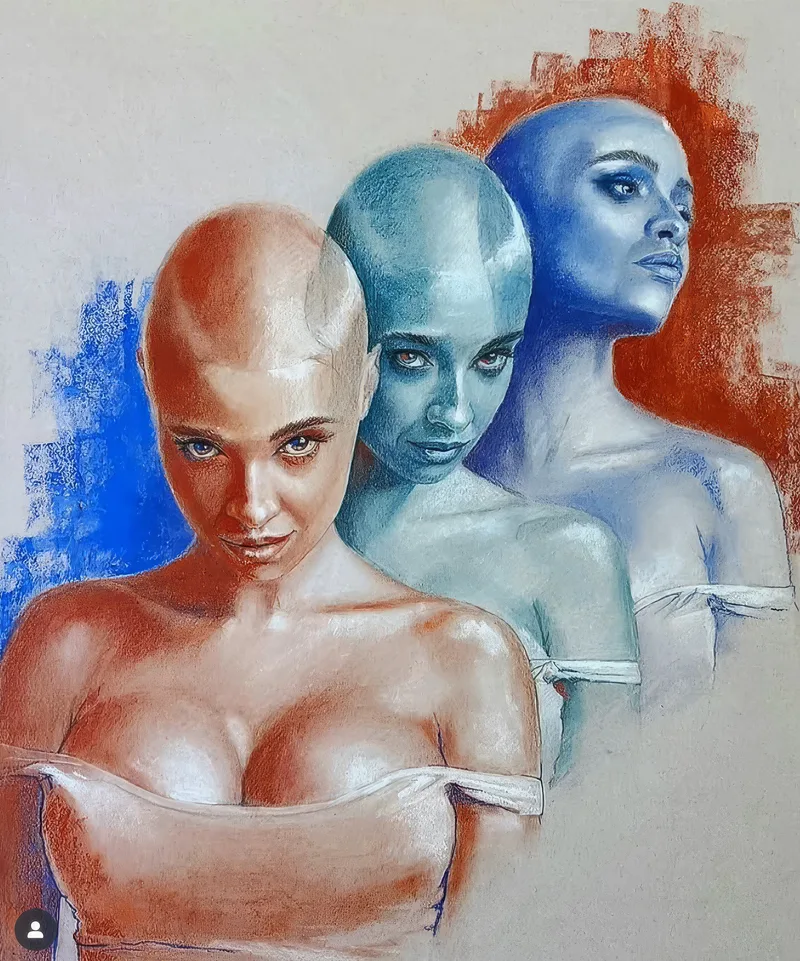 Woman Between Fire and Ice